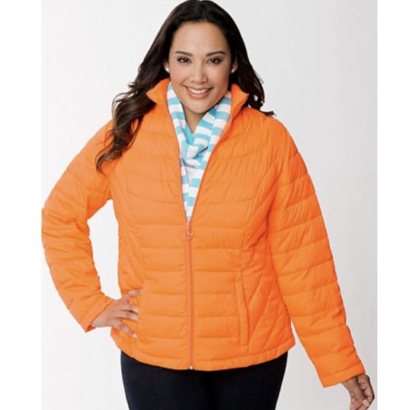 LANE BRYANT ORANGE LONG SLEEVE ZIP UP PUFFER JACKET - Picture 1 of 1